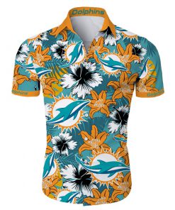 Miami dolphins tropical flower hawaiian shirt 2