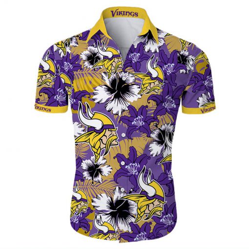 Minnesota vikings tropical flower hawaiian shirt 2