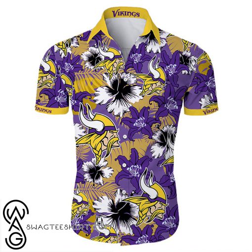 Minnesota vikings tropical flower hawaiian shirt