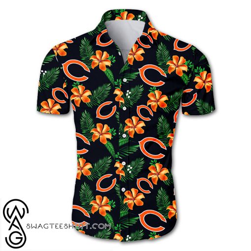NFL chicago bears tropical flower hawaiian shirt