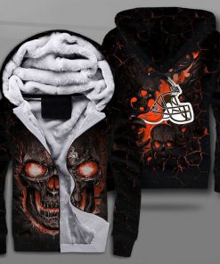 NFL cleveland browns lava skull full printing fleece hoodie