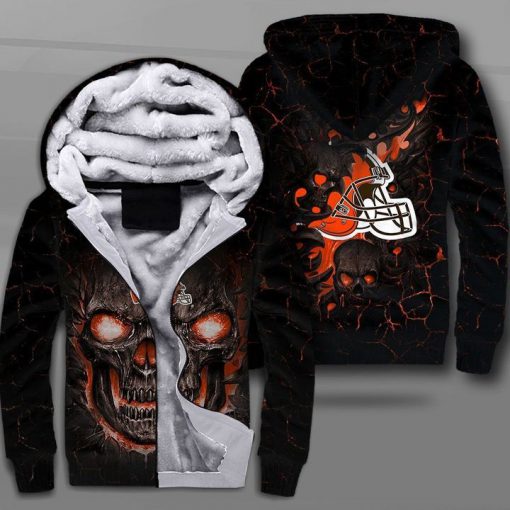 NFL cleveland browns lava skull full printing fleece hoodie