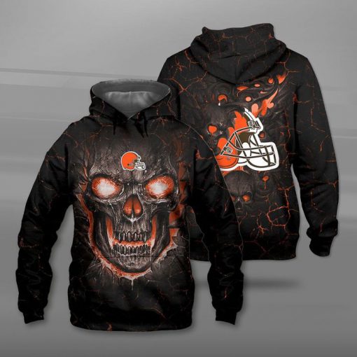 NFL cleveland browns lava skull full printing hoodie