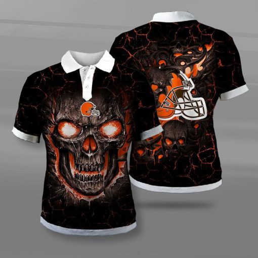 NFL cleveland browns lava skull full printing polo
