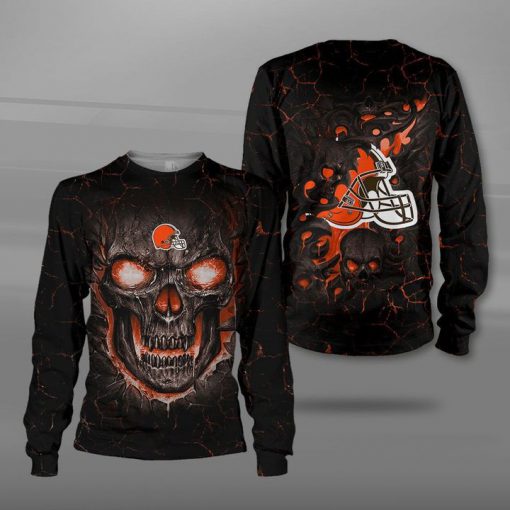 NFL cleveland browns lava skull full printing sweatshirt