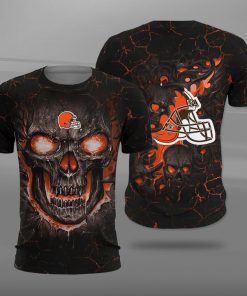 NFL cleveland browns lava skull full printing tshirt