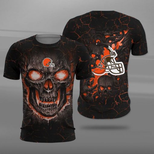 NFL cleveland browns lava skull full printing tshirt