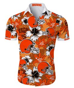 NFL cleveland browns tropical flower hawaiian shirt 1
