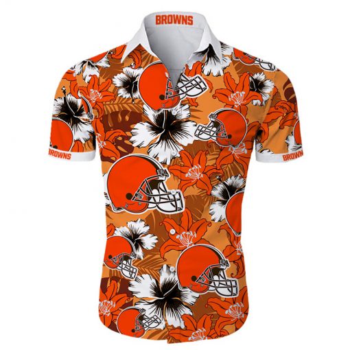 NFL cleveland browns tropical flower hawaiian shirt 2