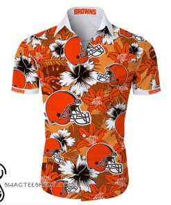 NFL cleveland browns tropical flower hawaiian shirt
