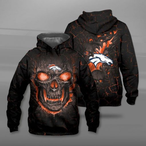 NFL denver broncos lava skull full printing hoodie