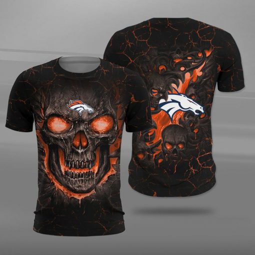 NFL denver broncos lava skull full printing tshirt