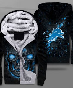 NFL detroit lions lava skull full printing fleece hoodie