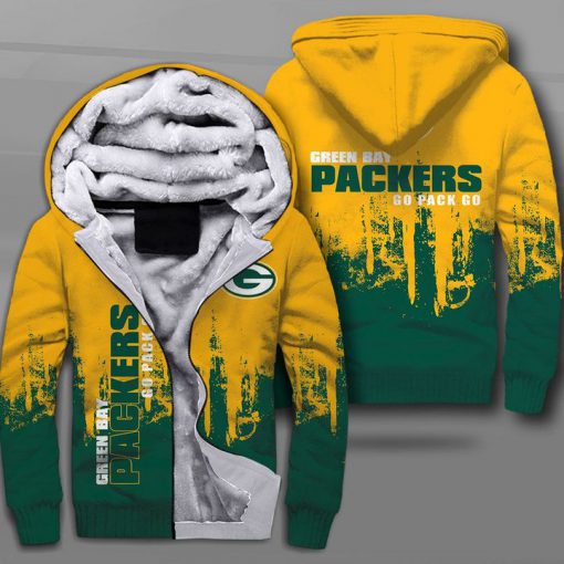 NFL green bay packers go pack go full printing fleece hoodie