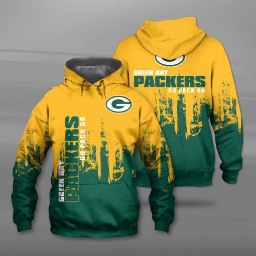 NFL green bay packers go pack go full printing hoodie