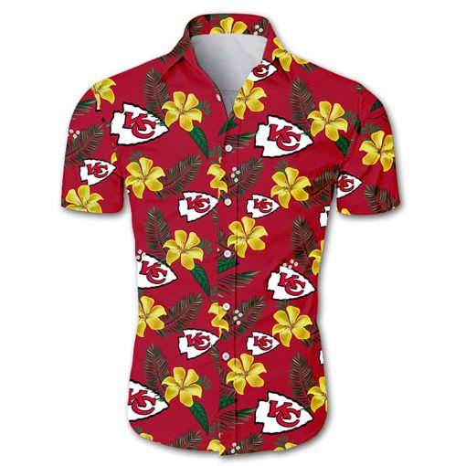 NFL kansas city chiefs tropical flower hawaiian shirt 1