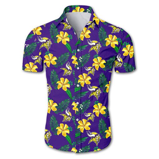 NFL minnesota vikings tropical flower hawaiian shirt 2