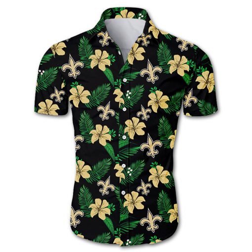 NFL new orleans saints tropical flower hawaiian shirt 2