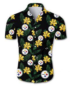 NFL pittsburgh steelers tropical flower hawaiian shirt 2