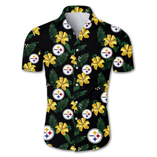 NFL pittsburgh steelers tropical flower hawaiian shirt 3
