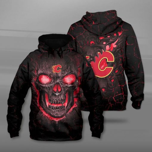 NHL calgary flames lava skull full printing hoodie