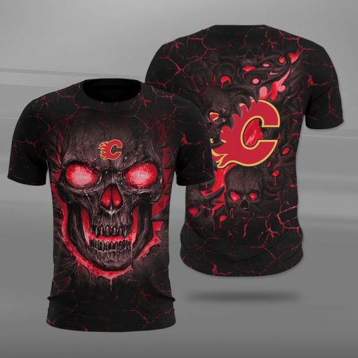 NHL calgary flames lava skull full printing tshirt