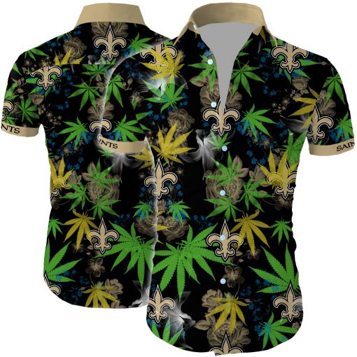 New orleans saints cannabis all over printed hawaiian shirt 1