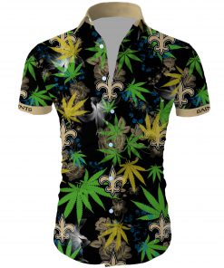 New orleans saints cannabis all over printed hawaiian shirt 3