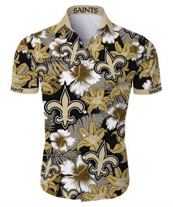 New orleans saints tropical flower hawaiian shirt 1