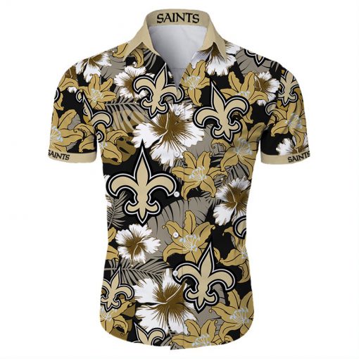 New orleans saints tropical flower hawaiian shirt 1