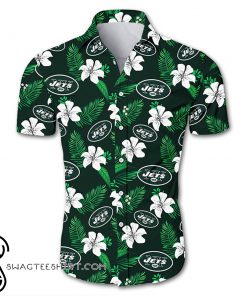 New york jets tropical flower hawaiian shirt