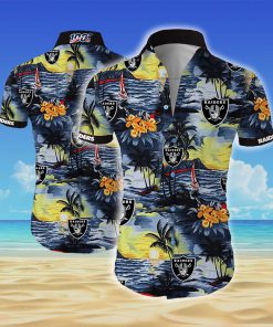 Oakland raiders all over printed hawaiian shirt 1
