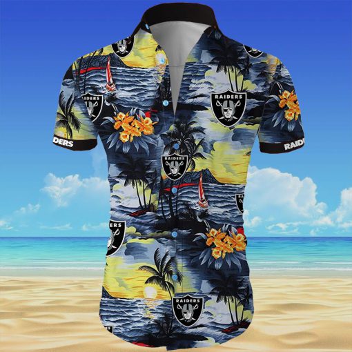 Oakland raiders all over printed hawaiian shirt 3