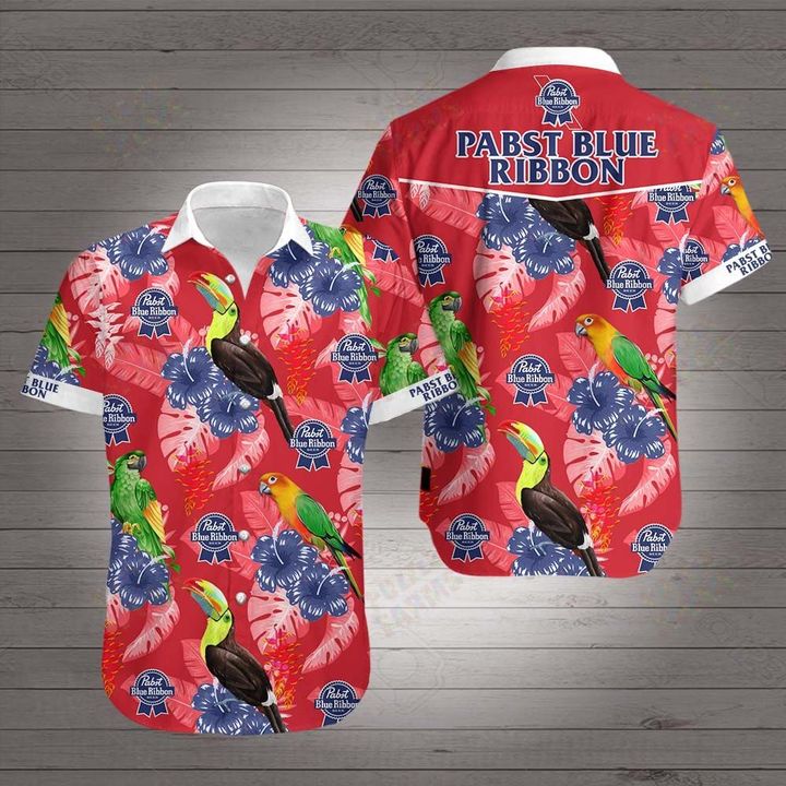 Pabst blue ribbon logo hawaiian shirt 4