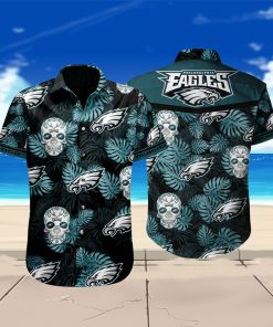 Philadelphia eagles sugar skull floral hawaiian shirt 1
