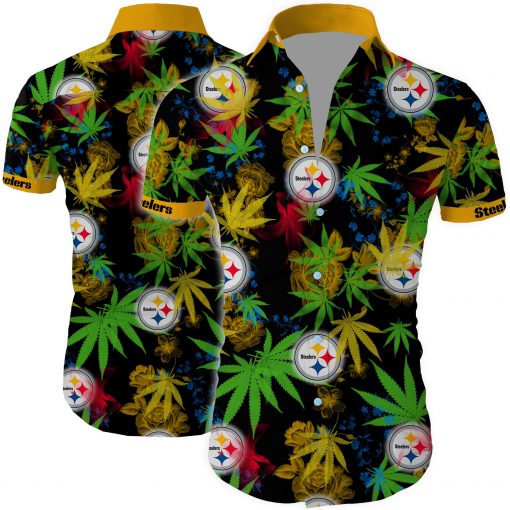 Pittsburgh steelers cannabis all over printed hawaiian shirt 1