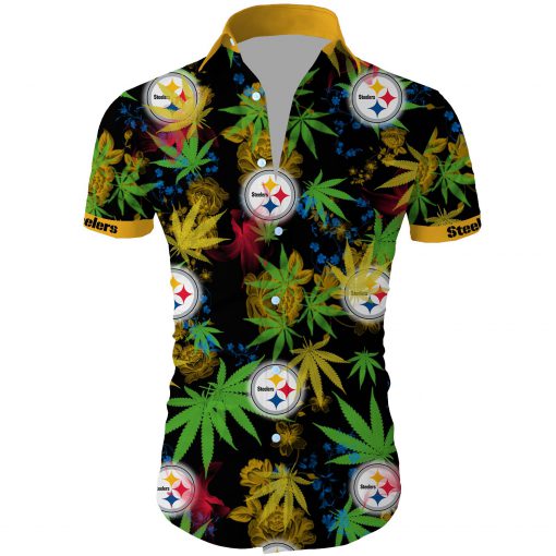 Pittsburgh steelers cannabis all over printed hawaiian shirt 3