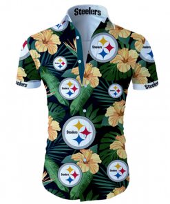 Pittsburgh steelers tropical flower hawaiian shirt 1