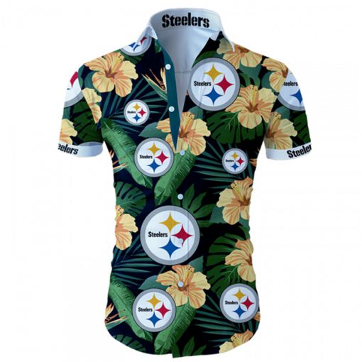 Pittsburgh steelers tropical flower hawaiian shirt 1