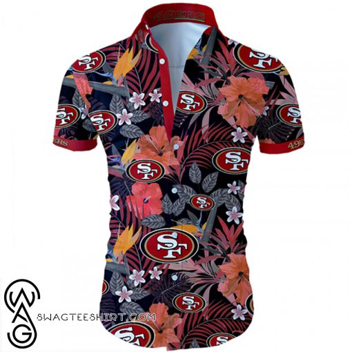 San francisco 49ers tropical flower hawaiian shirt