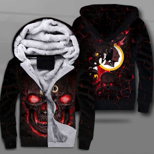 Washington redskins lava skull full printing fleece hoodie