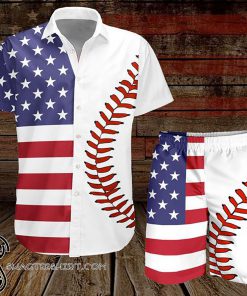 Baseball american flag hawaiian shirt