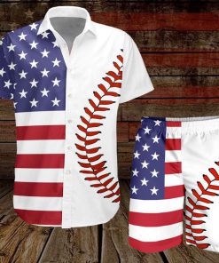 Baseball american flag hawaiian shorts