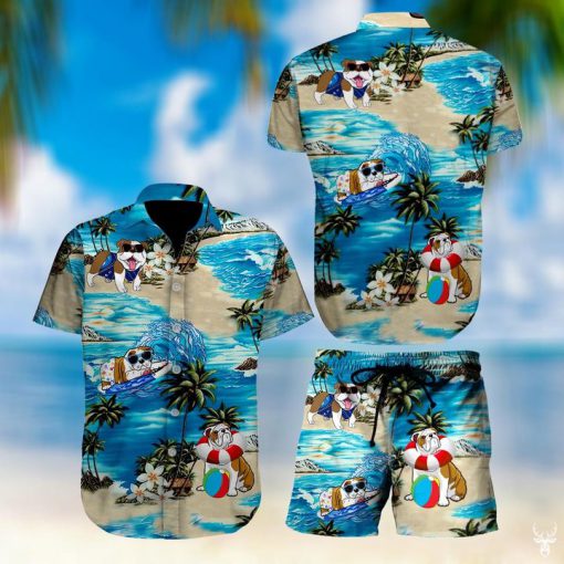 Beach hawaii bulldog hawaiian shirt 2