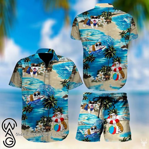 Beach hawaii bulldog hawaiian shirt