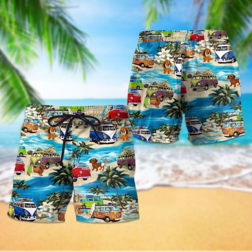 Beach hawaii dachshund dog hawaiian shorts