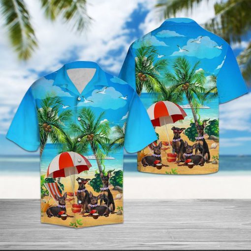 Beach hawaii miniature pinscher hawaiian shirt 1