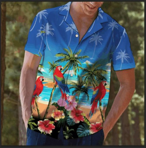 Beach hawaii parrot summer hawaiian shirt 1