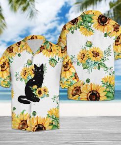 Black cat and sunflower hawaiian shirt 1