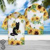Black cat and sunflower hawaiian shirt